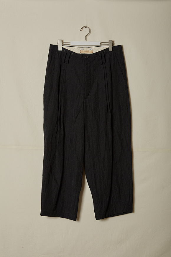 black xxs即納 Soi strap wide two-pintuck slacks-2col /ショート丈あり